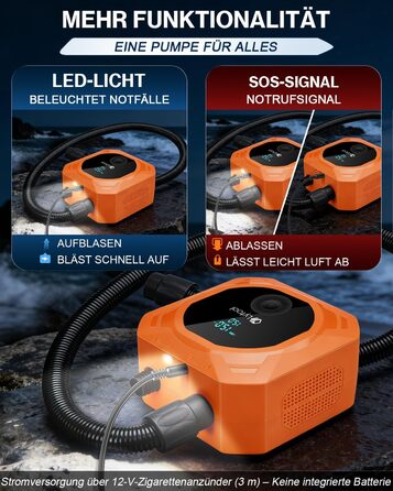 Електричний насос для SUP Lytool 50 PSI з автовимкненням для дощок, човнів, каяків, шин авто та велосипедів (12V)