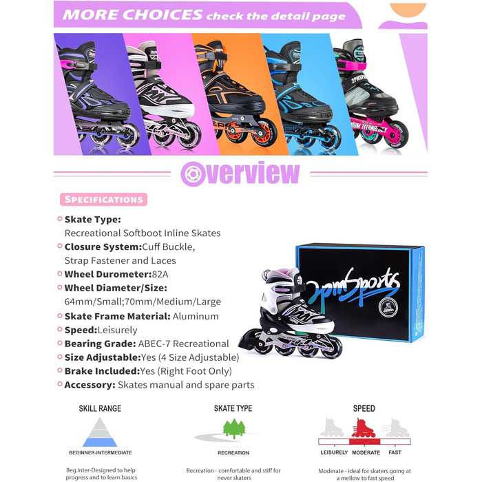 Інлайнери дитячі 2PM SPORTS Cytia Rosa/Violett, розмір 32-35, з LED-підсвічуванням, регульовані, для дівчаток та хлопчиків