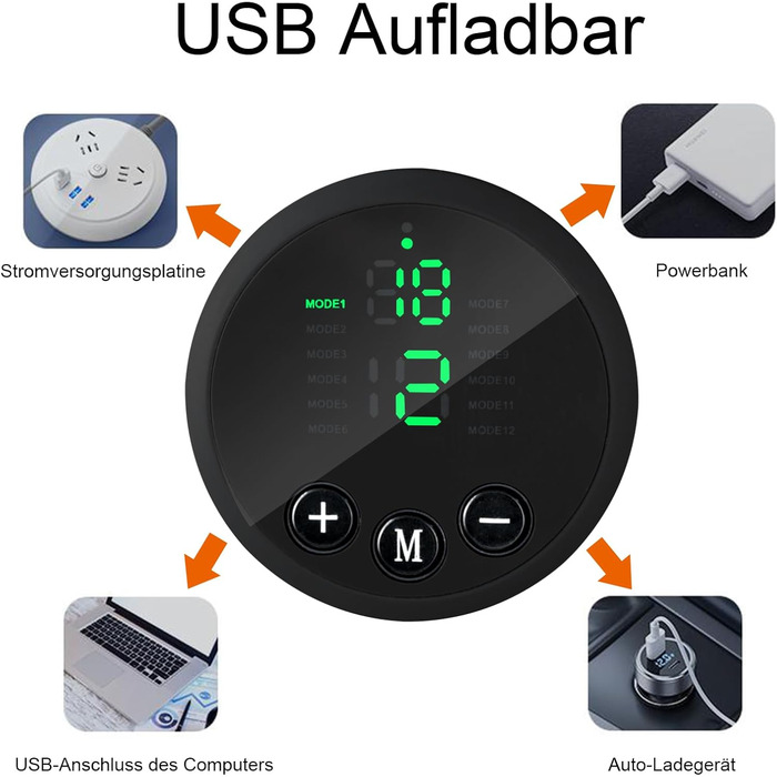 Електричний тренажер для пресу Tosucs EMS, Power abs Stimulator з USB-зарядкою, 12 режимів та 19 інтенсивностей для чоловіків та жінок