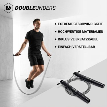 Скакалка Springseil Speed Rope: регульований, для CrossFit, боксу, фітнесу. Металеві ручки, срібно-чорний колір