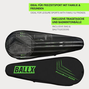 Набір для бадмінтону BallX 2 ракетки, волани та сумка для дорослих