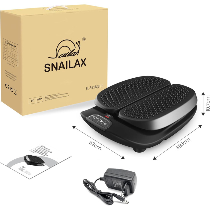 Електричний масажер для ніг Snailax з вібрацією та підігрівом, з пультом дистанційного керування, чорний, ідеальний подарунок