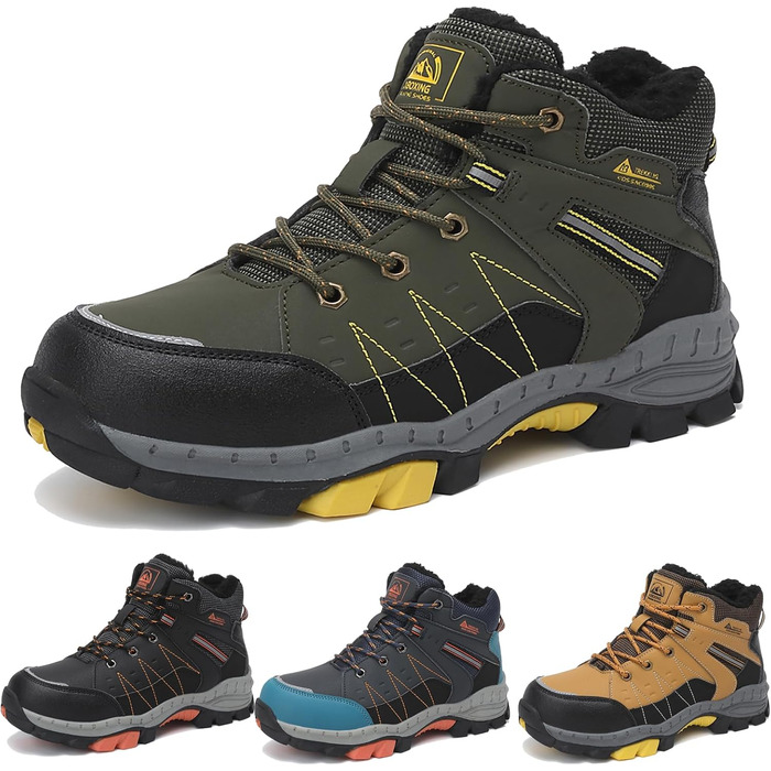 Зимові чоботи ASTERO для хлопчиків 31-38, снігоступи, дитячі черевики для походів з металевими шипами, утеплені, нековзні (A Grün, 31 EU)