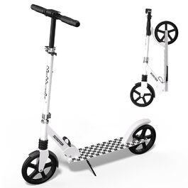 Nattork 8-дюймовий самокат з міцними колесами для підлітків та дорослих - 100 кг, амортизатор переднього колеса та регульоване кермо (білий)