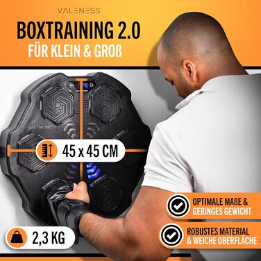 Музична бокс-машина VALENESS® – Smart бокс з музикою та LED, бокс-автомат для стіни, комплект з боксерськими рукавичками. Ідеальне тренування боксу вдома для дітей та дорослих (ручна музична бокс-машина)