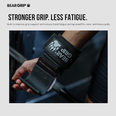 Грип-затискачі BEAR GRIP для підйому ваги з протиковзаючими гумовими ручками, чорні