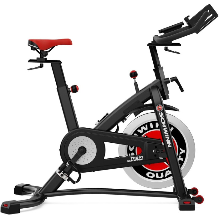 Велотренажер Schwinn Fitness 700IC: 18 кг маховик, тихий ремінний привід, регульоване сидіння та кермо, SPD педалі, тримач для планшета – студійна якість для дому