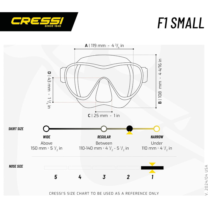 Маска для снорклінгу та дайвінгу Cressi F1 Small – унісекс, без рамки, м'який силікон, блакитний колір