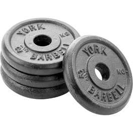 Набір гантельних дисків York Fitness 4 x 2.5 кг з чавуну для силових тренувань і нарощування м'язів, міцні універсальні пластини для фітнесу