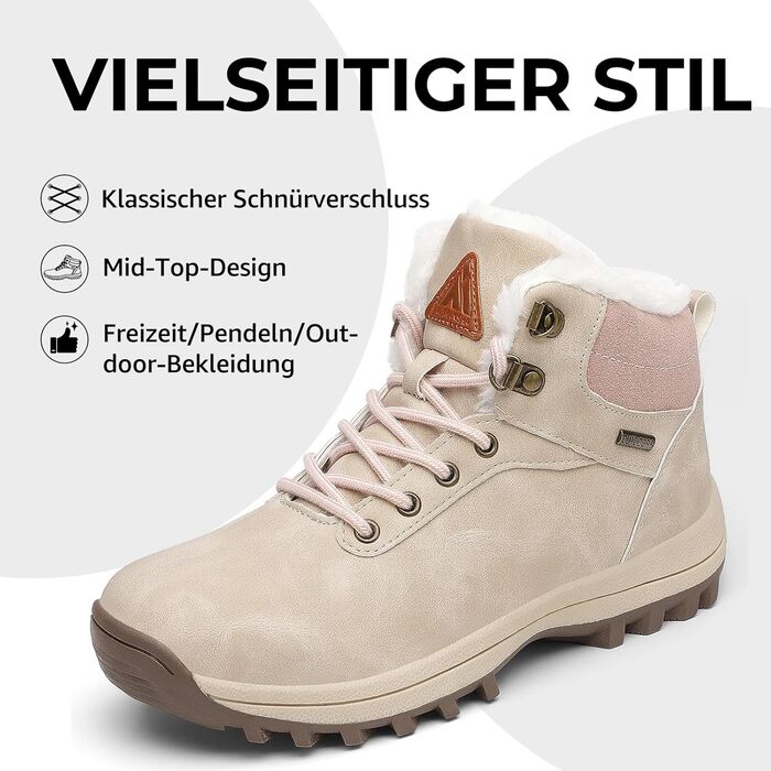 Зимові черевики Mishansha для жінок та чоловіків. Водонепроникні трекінгові черевики, теплі, утеплені, розмір 36-48 (41 EU, персиковий)