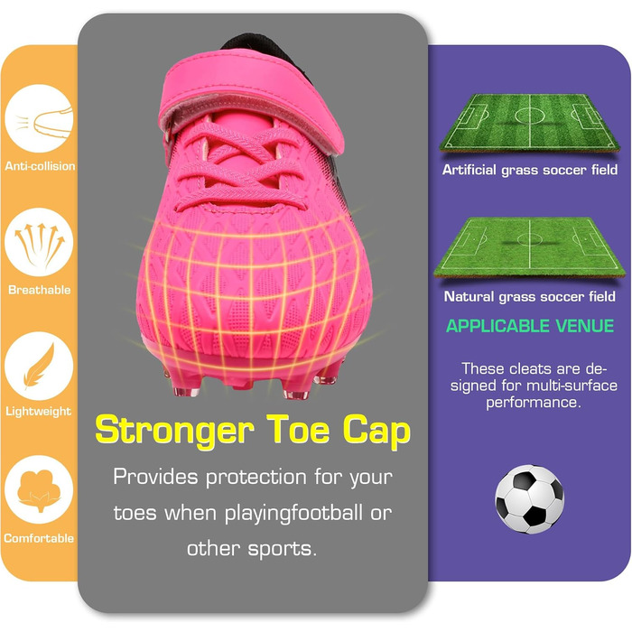 Дитячі футбольні бутси DimaiGlobal для залу та вулиці (штучний газон) - рожеві, 34 EU