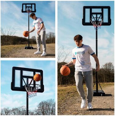 Баскетбольне кільце з регульованою висотою 1.5-3.05м Dönges - Комплект з м'ячем та насосом - Вуличне/Приміщення - Міцна, стійка до погодних умов - Для дітей та дорослих