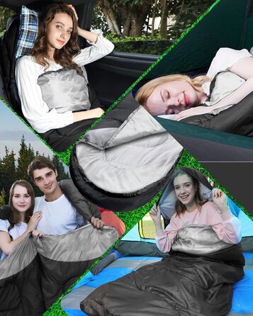 Сплячий мішок 3-4 сезони, водонепроникний, ультралегкий, для дорослих та дітей, з внутрішньою кишенею, 220*75см (зелений/чорний)