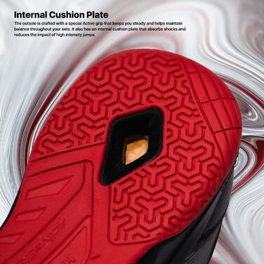 Професійне бадмінтонне взуття Hundred Court Star для чоловіків, чорно-червоне, 44 EU, не залишає слідів