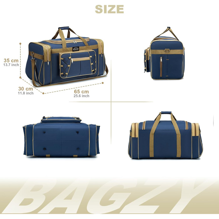 Спортивна сумка для подорожей BAGZY 70 л, велика водонепроникна дорожня сумка-даффл для залу, кемпінгу та відпустки (Жовто-синя)
