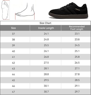 Кросівки HOBIBEAR Retro Style: Чоловічі/Жіночі, чорні, анатомічна колодка, легкі, для щоденного комфорту (46 EU)