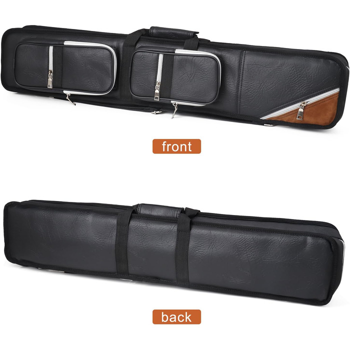 Чохол для більярдних київ ICZW на 4 киї (8 насадок) з шкірозамінника, чорний та верблюжий