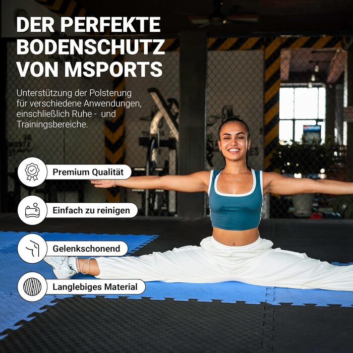 Набір захисних килимків для підлоги MSPORTS Premium (8 шт, 3.2 м²) – протиковзні пазл-мати для йоги, фітнесу та домашнього спортзалу, королівський синій