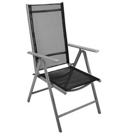 Крісло Nexos, розкладне, для саду, тераси, балкону, кемпінгу, фестивалів. З алюмінію, регульоване, легке, стабільне, чорне (1 шт.)