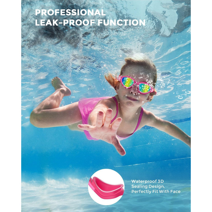 Дитячі окуляри для плавання OMID P2mini з поляризацією, комфортні для дітей 6-14 років (P2MINI-Rose-Gold)