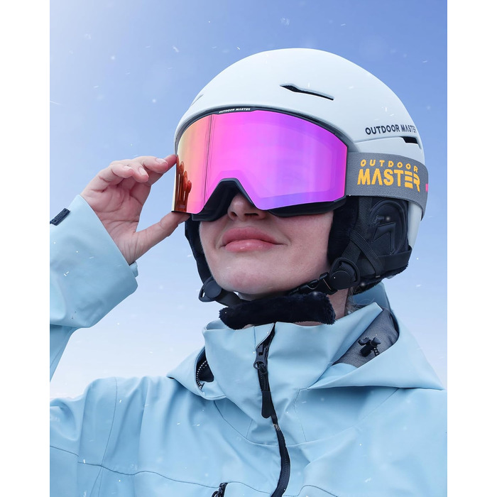 Лижна маска OutdoorMaster Falcon з лінзою ZEISS, OTG, магнітна змінна лінза, антифог, для сноуборду, чоловіків і жінок, фіолетова VLT 21% + жовта лінза