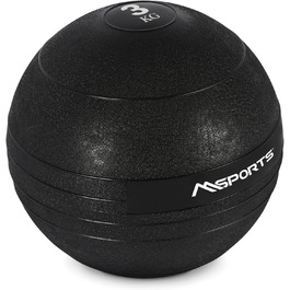 MSPORTS Slam Ball Premium, медичний м'яч 3 кг, чорний, для кросфіту, фітнесу, стінових вправ