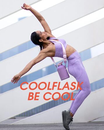Пляшка для води Coolflask 2 л з нержавіючої сталі з PU-чохлом, з трубочкою, термобутилка для напоїв, зберігає холод 48 годин, тепло 24 години, фіолетова