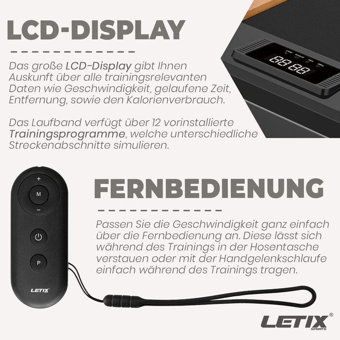 Електричний біговий столик DeskWalk для дому та офісу: LCD-дисплей, моторизоване фітнес-обладнання з імітацією дерева