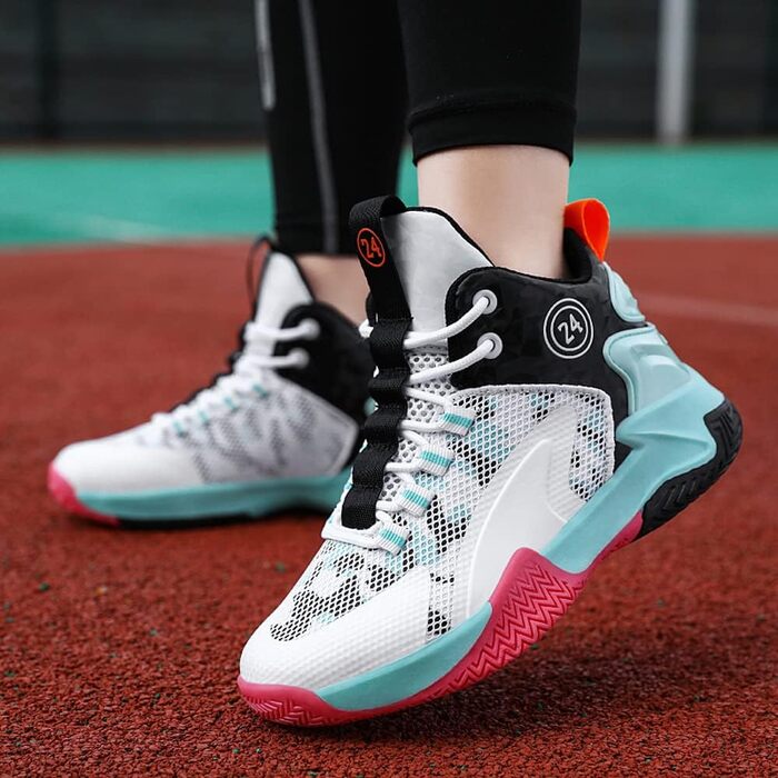 Дитячі баскетбольні кросівки Kinder High-Top з амортизацією, легкі, антиковзкі, дихаючі, унісекс, 38 EU, білі/чорні