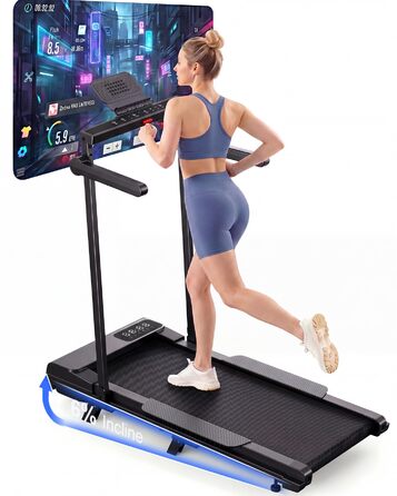 Бігова доріжка Superun Walking Pad з нахилом 6%, для дому, з додатком, до 136 кг, чорна. Швидкість до 12 км/год, режим для роботи за столом.