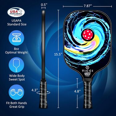 Набір пікбол paddles TICCI: 2 paddles, 4 м'ячики, сумка, схвалено USAPA