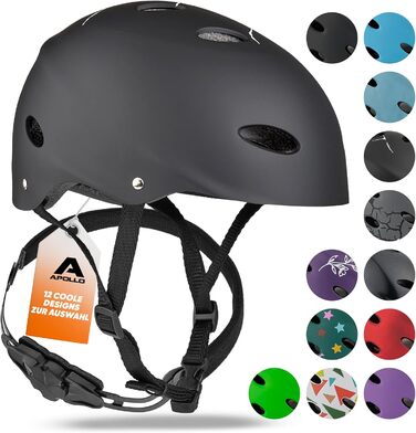 Шолом для скейтборду, самоката та BMX Apollo, регульований, для дітей та дорослих, різні розміри та кольори