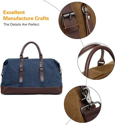 Спортивна сумка для подорожей FANDARE: універсальна дорожня сумка-вікенд з канвасу для чоловіків та жінок, містка сумка для кемпінгу та пляжу, синя