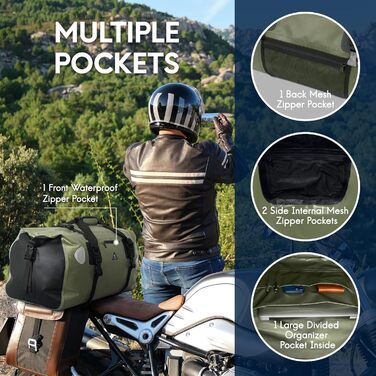Водонепроникний рюкзак Dry Bag 70L: для кемпінгу, мотоциклів, каякінгу, SUP. Army Green