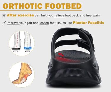 Жіночі сандалі KuaiLu для відновлення, спортивні слайдери з підтримкою склепіння стопи, ортопедичні, проти плоскостопості, чорні, 39 EU