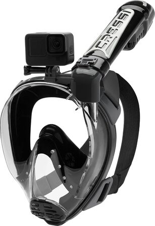 Маска для снорклінгу Cressi Duke Full Face - повна маска з трубкою, чорна, S/M