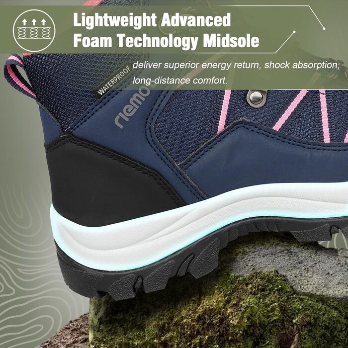 Черевики для трекінгу жіночі, туристичні черевики, водонепроникні, для хайкінгу та кемпінгу, Marineblau, 42 EU