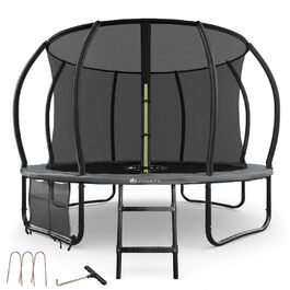 Трамплін Juskys SkyBounce Ø 228/305/366 см для саду з сіткою безпеки та драбиною