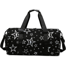 Дитяча спортивна сумка-рюкзак з відділенням для взуття та мокрих речей, плавальна сумка, спортивна сумка з принтом зірок для дівчаток, складана сумка для занять гімнастикою, танців та тренувань (зелена, чорна)