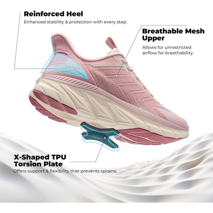 Жіночі спортивні сліпони ALLSWIFIT – зручні, дихаючі, з неслизькою підошвою, для бігу, тенісу, фітнесу, крос-тренінгу, білі (40 EU, Рожевий)