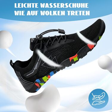 Водні шкарпетки WateLves для плавання, серфінгу та відпочинку на пляжі. Швидка сушка, дихаючі, розмір 36-48 EU (чорний трикутник, 41 EU)