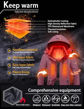 Жіноча водонепроникна гірськолижна куртка GEMYSE з флісовою підкладкою, вітрозахисна, з капюшоном, світло-рожевий колір