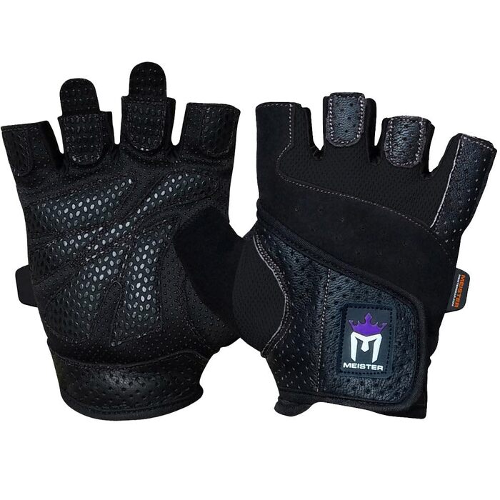 Рукавички для важкої атлетики Meister Damen Fit Grip, шкіра Amara, чорні, розмір M