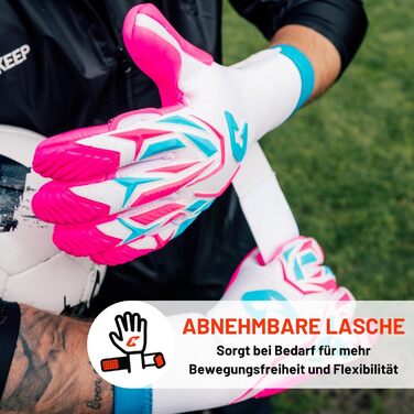 Воротарські рукавички CATCH&KEEP Profi для дорослих - максимальне зчеплення - преміум модель - футбол - Octopus Grip (ViVor Wild Pink, 12)