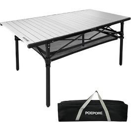 Складаний садовий стіл для кемпінгу Poepore, алюміній, 140x70x70 см, на 4-6 осіб, чорний
