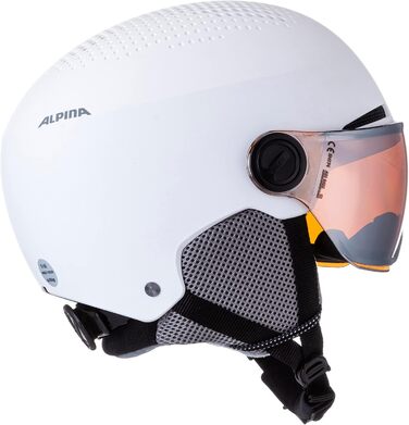 Гірськолижний шолом Alpina Arber Visor Q-Lite з візором, білий матовий, 54-58 см, для дорослих, контрастне скло, легкий, преміум-якість