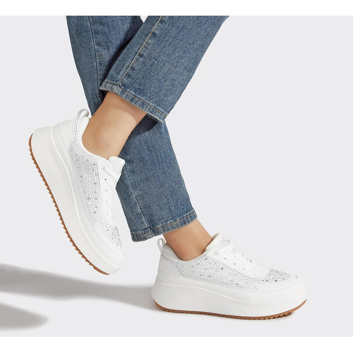 Кросівки жіночі Lucky Step на платформі з камінням, білі - стильні кежуал для прогулянок