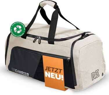 Спортивна сумка [з переробленого PET] 50L – сумка для спортзалу та рюкзак 2в1 – водонепроникна спортивна сумка для чоловіків та жінок – спортивний рюкзак з відділенням для взуття, велика туристична сумка (Савана Бежевий)