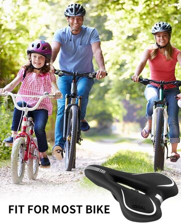 Велосипедне сідло MSDADA Gel MTB: комфортне та ергономічне для гірського велосипеда, BMX, шосе, міського велосипеда та спінінгу (чорний/сірий)