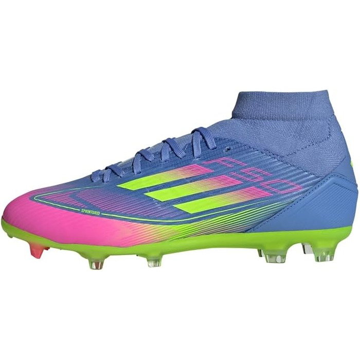 Жіночі футбольні бутси Adidas F50 League Mid Top для твердого/багатоповерххового покриття (39 1/3 EU, Blue Fusion Lucid Lemon Lucid Pink)